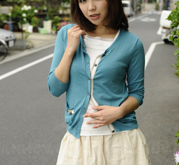 Hot Juri Kitahara in blue sweater and lace skirt is a perfect model.