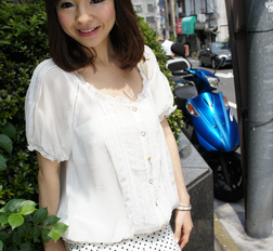 Beautiful cheating wife in white Ayu Kawashima shows her body