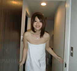 Beautiful wifey Akina sucks a dick and gets her twat stimulated