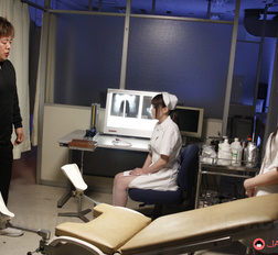 Beautiful nurse gets her pussy explored by a young and curious dude